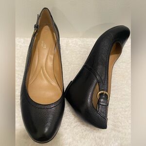 NATURALIZER N5 Comfort Black Leather Wedge - Size 9.5 - EUC